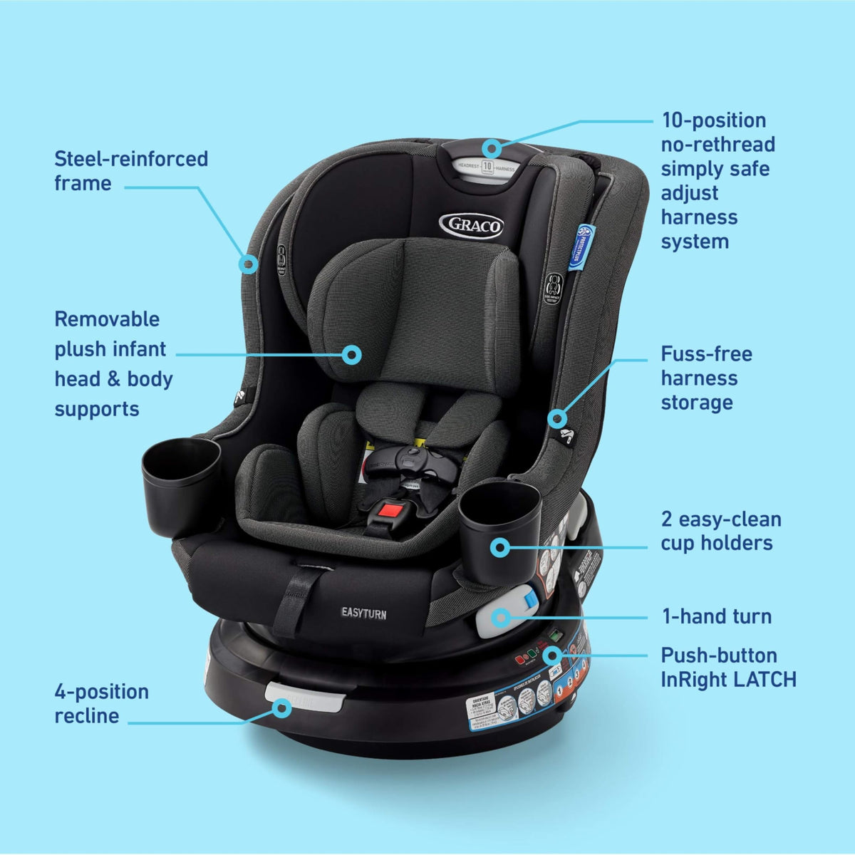 2-in-1 Rotating Convertible Car Seat E25817