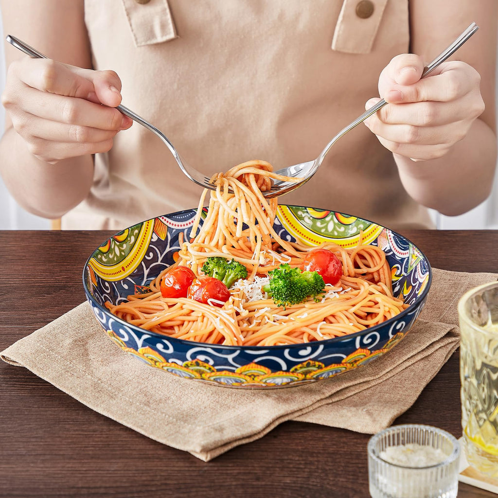 Pasta Bowls Set of 4, 42oz Ceramic Serving Bowls W44344