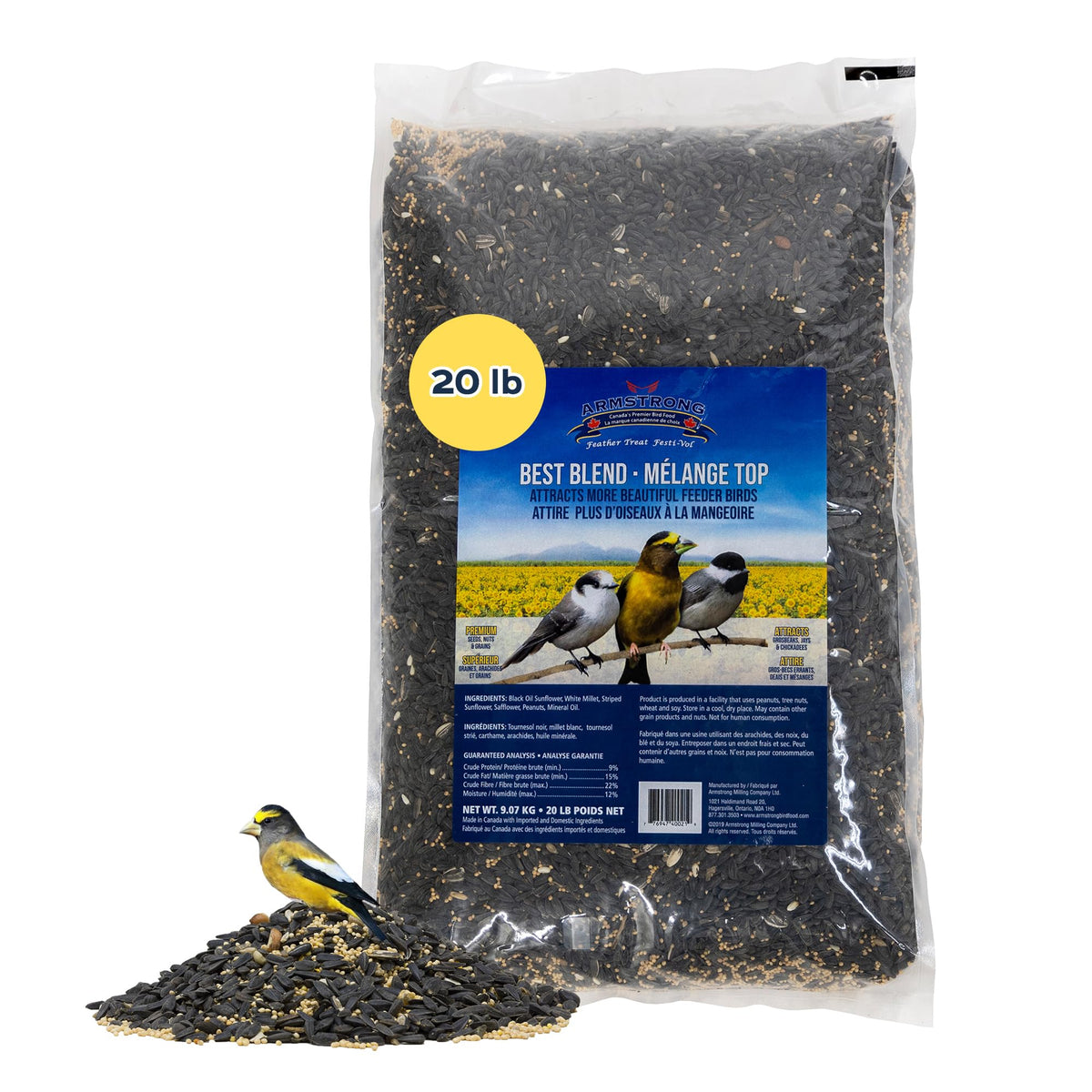 20 Pounds Black Oil Sunflower White Millet Safflower Peanuts Wild Bird Food X50508