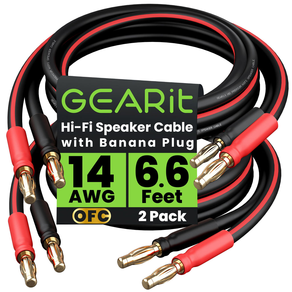 14 Gauge OFC Speaker Wire with Banana Plugs, 2 Pack 6.6 ft Each V844075