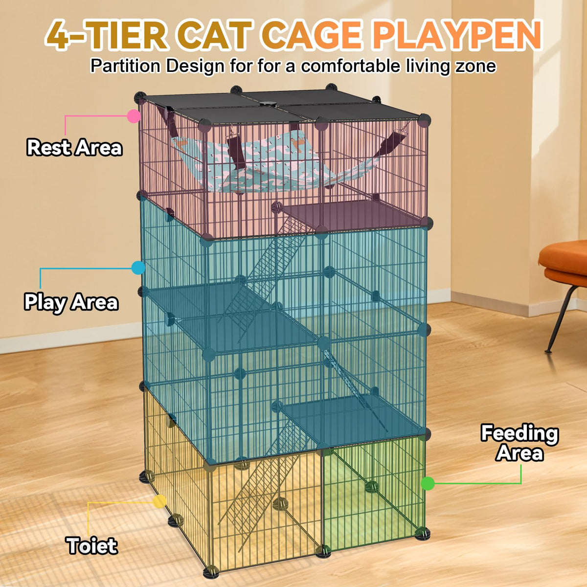 4-Tier Cat Cage D821