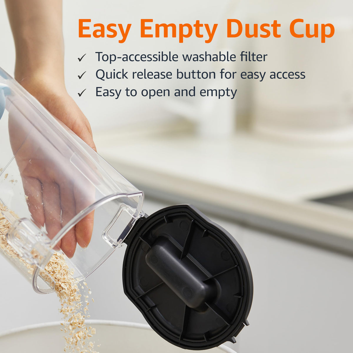 Upright Bagless Vacuum Cleaner, Washable Filter, 1.7L Dust Cup, Black/White D658