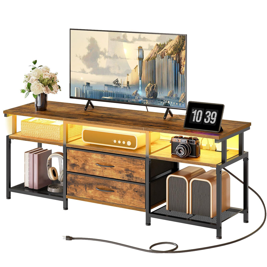 TV Stand with Power Outlet and LED Light A825060