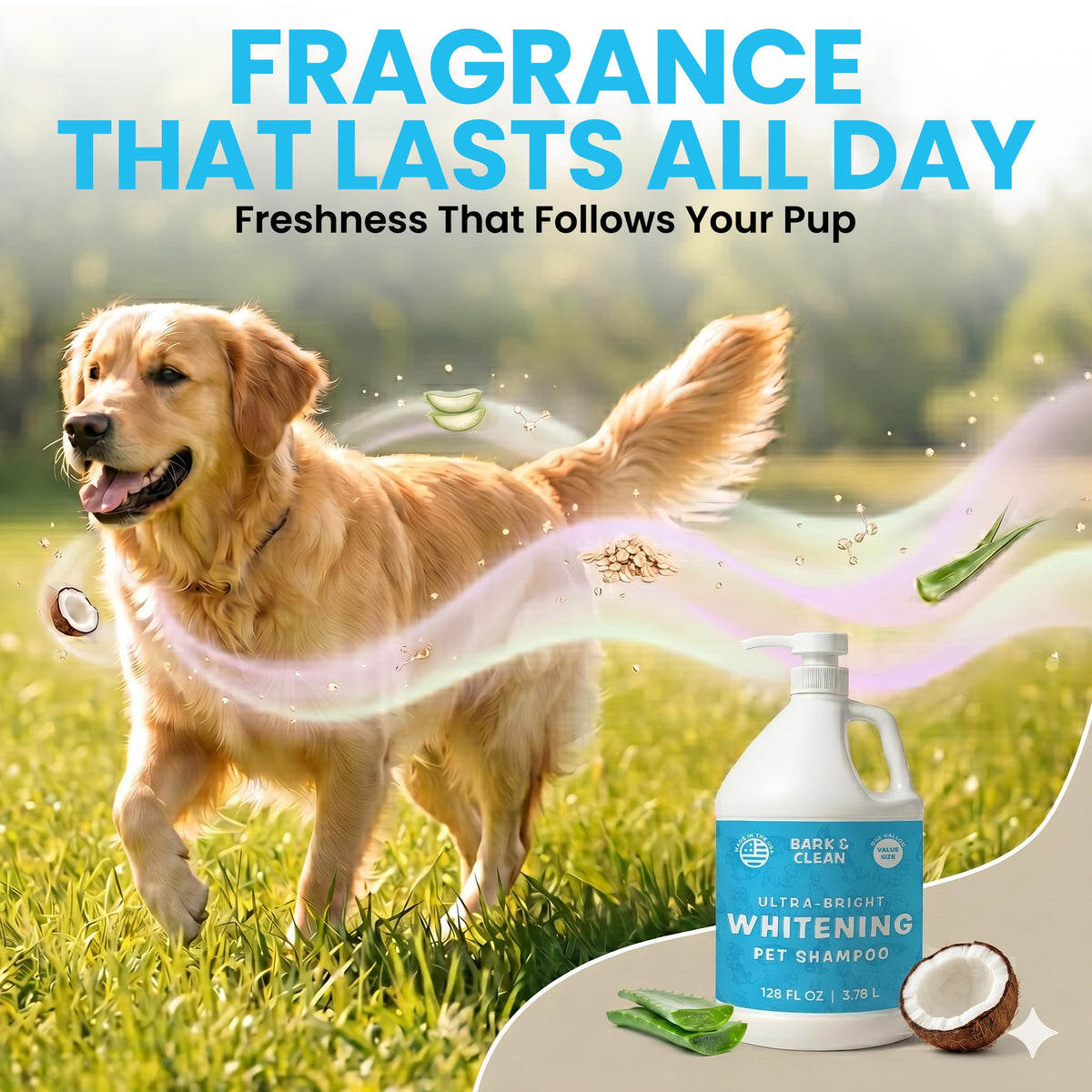 Whitening Dog Shampoo with Pump, 1 Gallon Aloe Coconut A4317