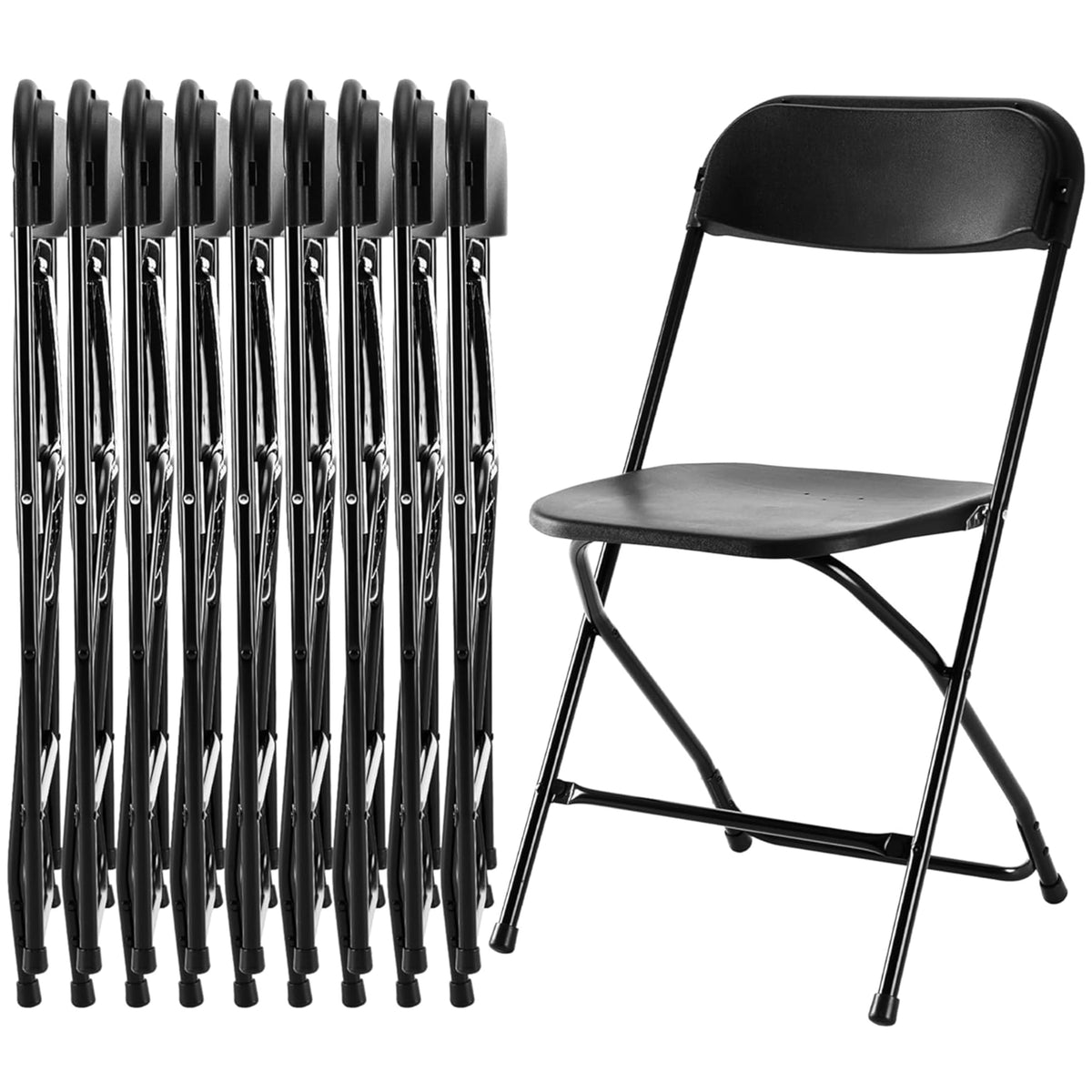 Black 10-Pack Folding Plastic Chair with Metal Frame Z64332