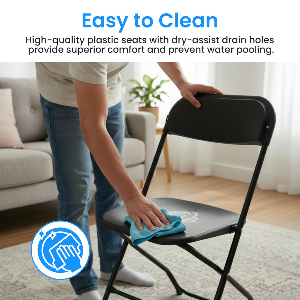 Black 10-Pack Folding Plastic Chair with Metal Frame Z64332