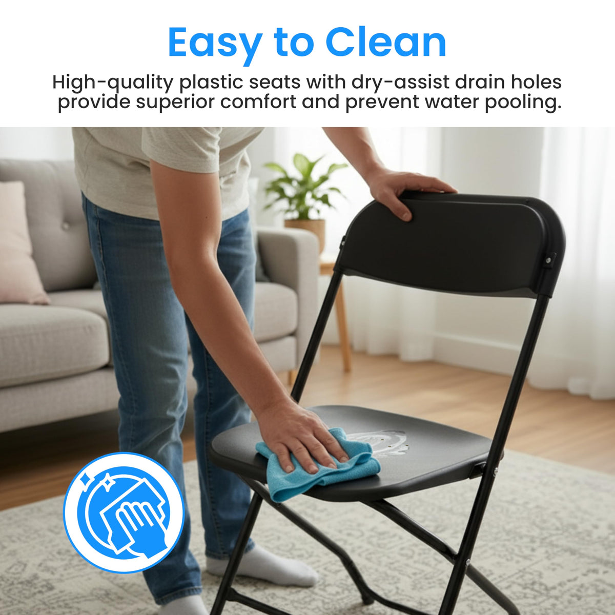 Black 10-Pack Folding Plastic Chair with Metal Frame Z64332