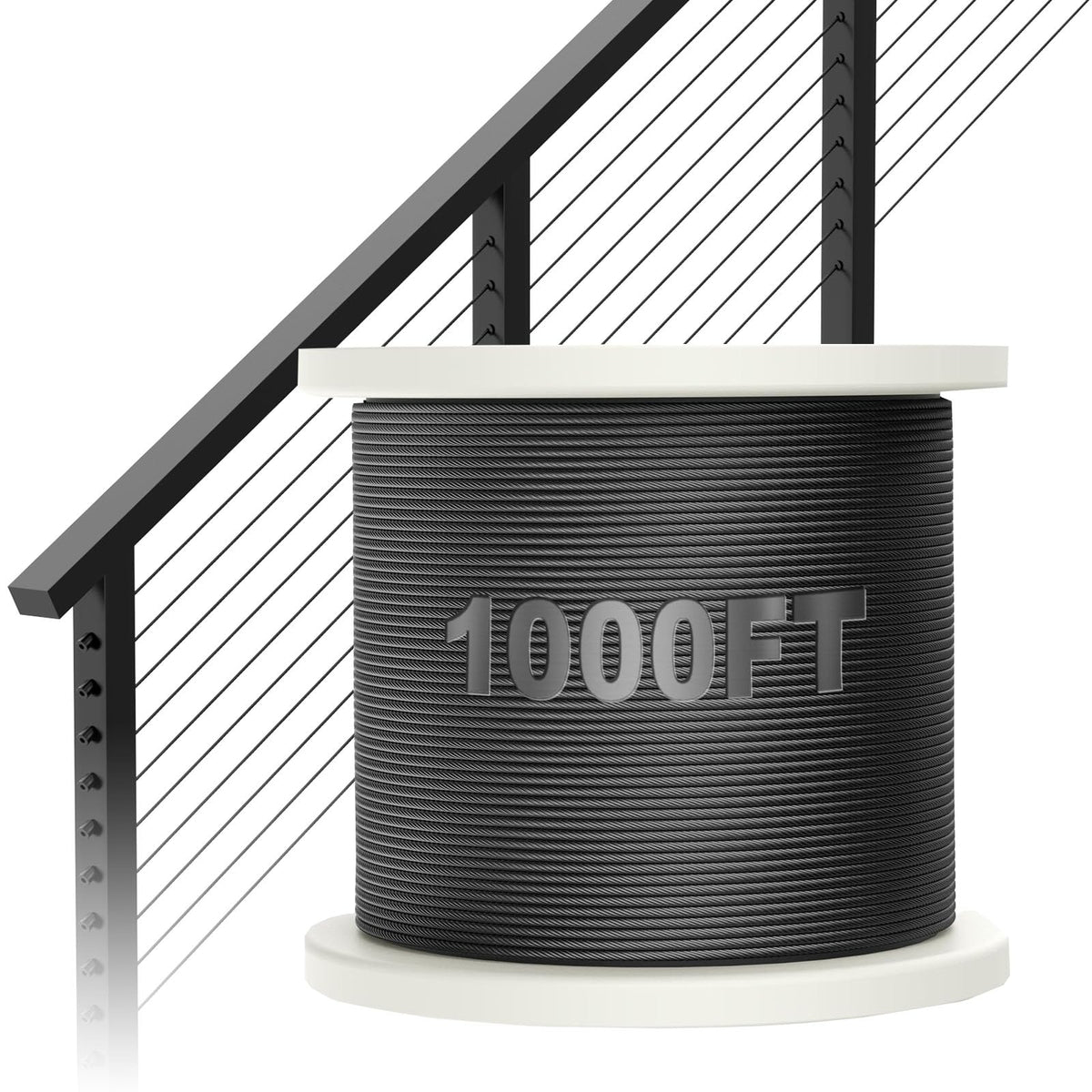 1000FT 1/8" Black Stainless Steel Cable J301
