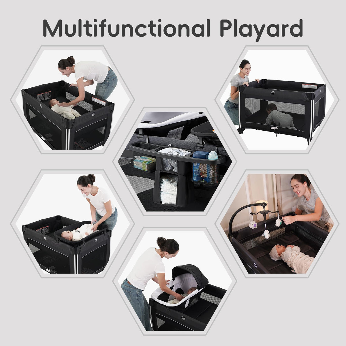4 in 1 Baby Playards with Bassinet V585