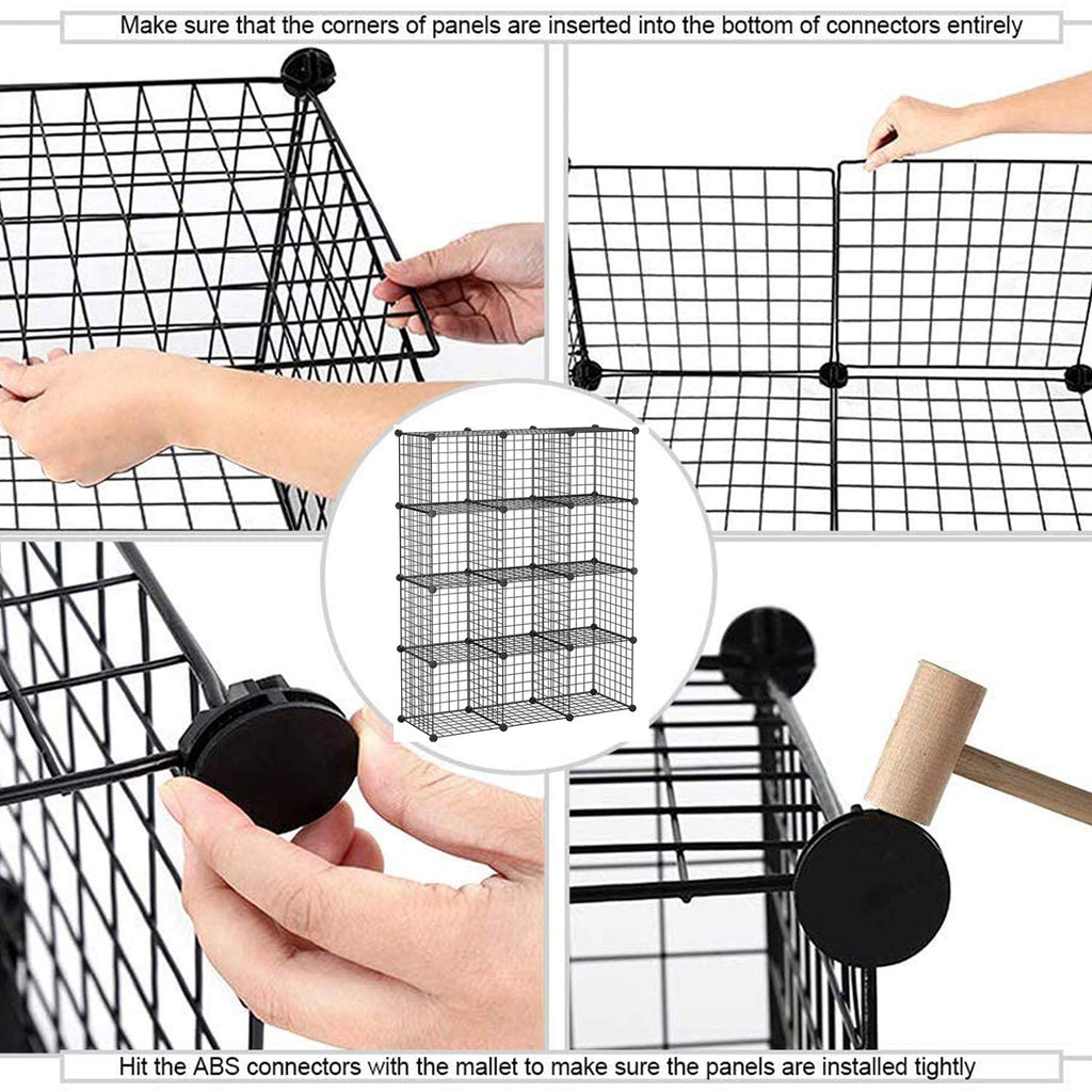 Black 12 Cube Wire Storage Organizer U1195