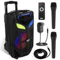 Portable Bluetooth PA Speaker System 600W 10” with 2 Wireless Microphones D606002