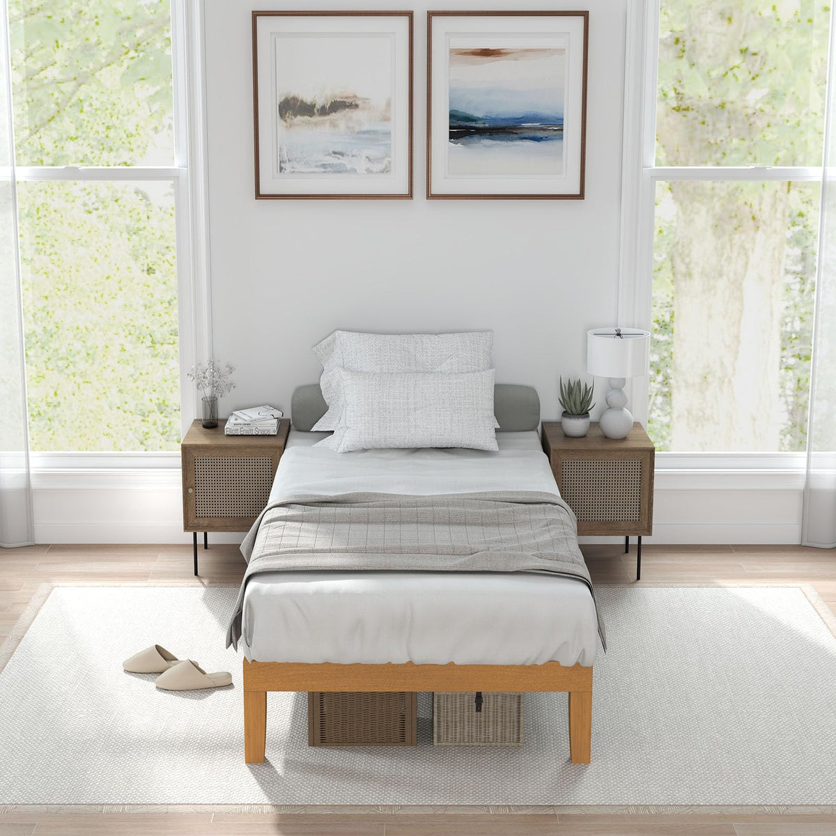 Twin Size 12 Inch Wood Platform Bed Frame J999