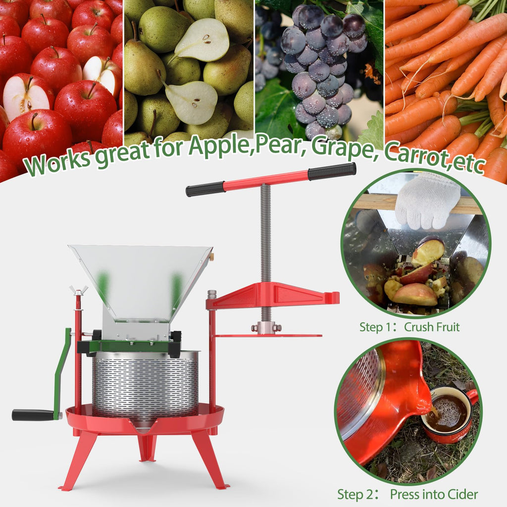 7L Manual Juicer Grinder Stainless Steel 1.8 Gallon Green B62779