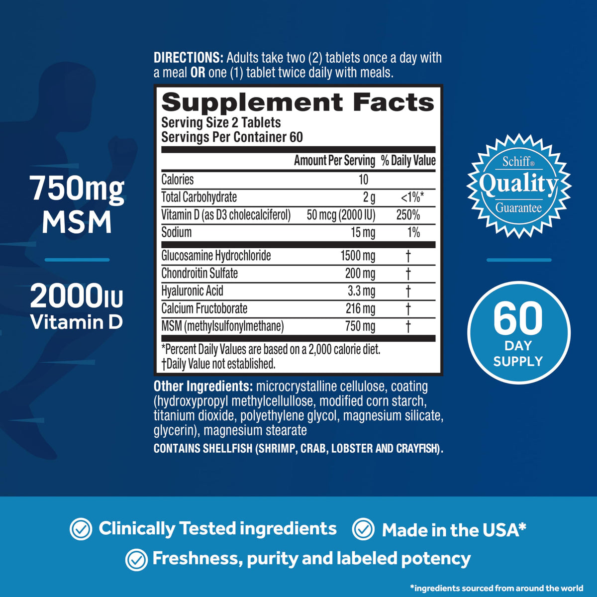 Glucosamine Chondroitin MSM + Vitamin D3-120 ct Z218