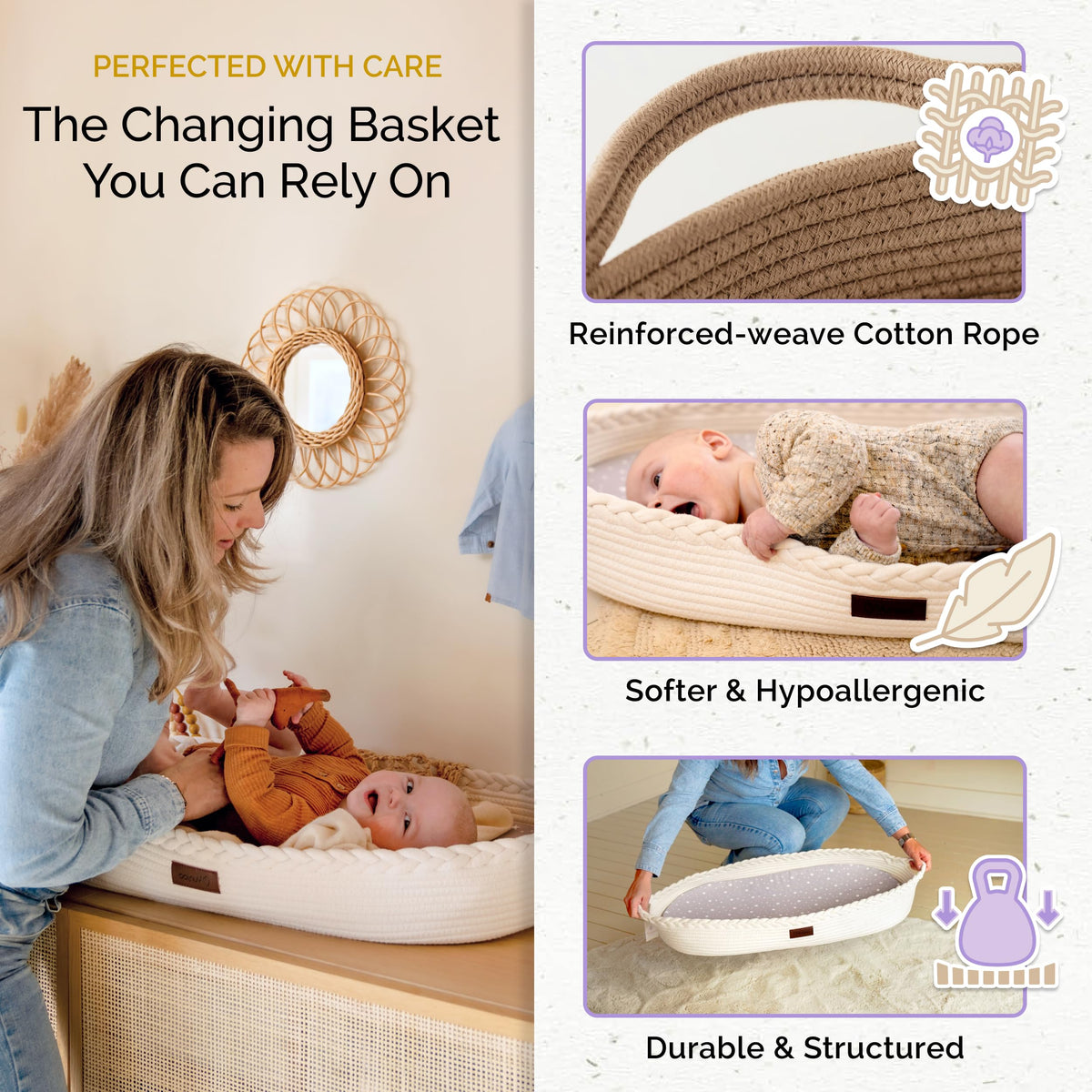 Baby Changing Basket, Portable Diaper Changing Pad J9130