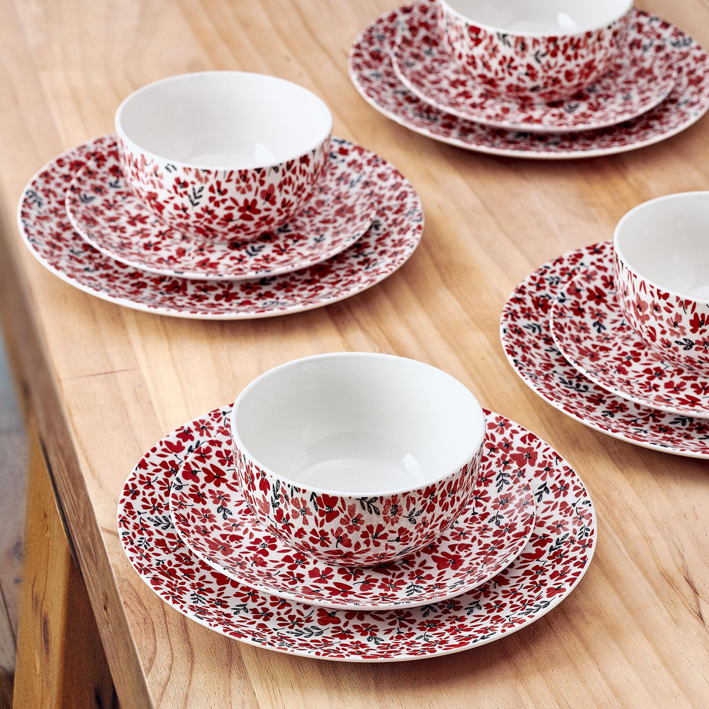 12 Piece Floral Stoneware Dinnerware Set B748