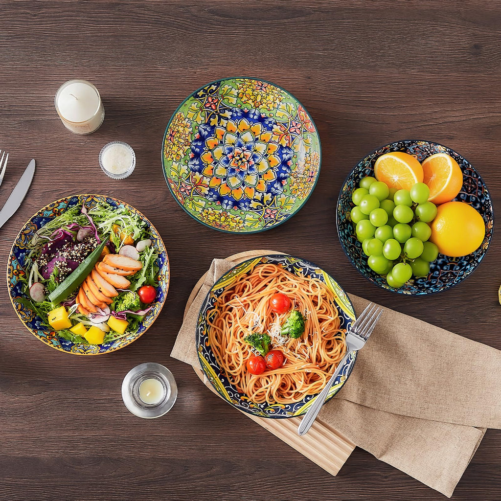 Pasta Bowls Set of 4, 42oz Ceramic Serving Bowls W44344
