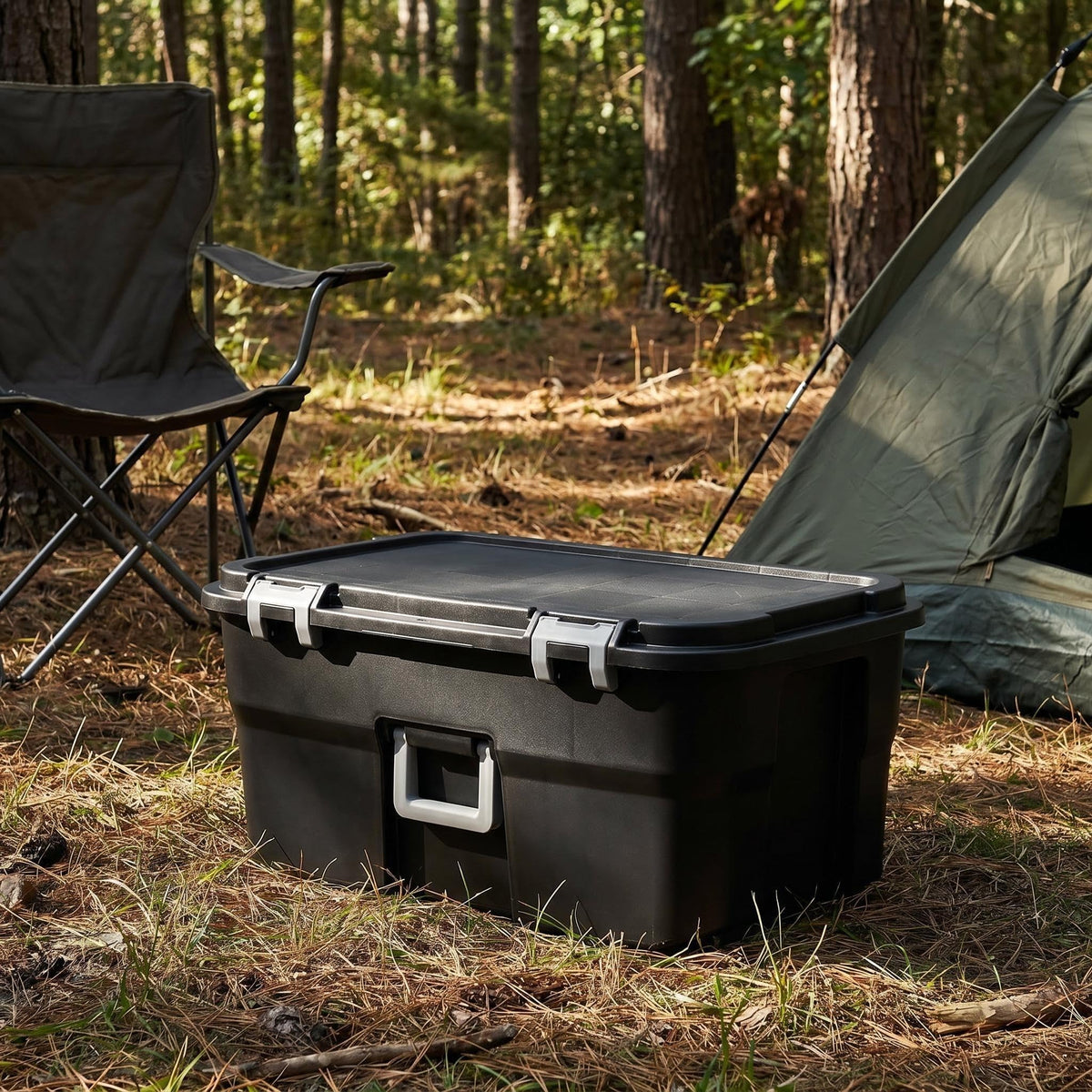 22 Gallon Black Wheeled Plastic Storage Trunk Z23654