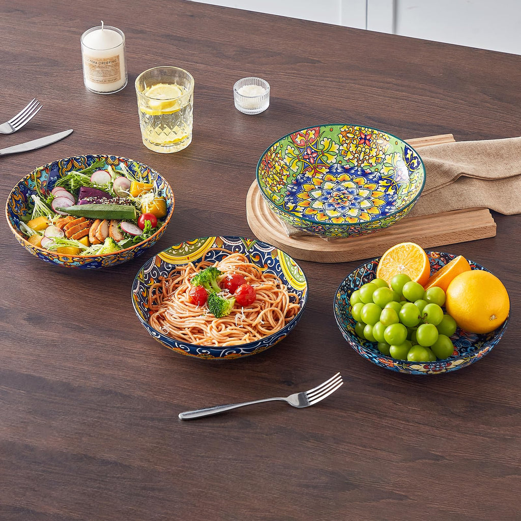 Pasta Bowls Set of 4, 42oz Ceramic Serving Bowls W44344