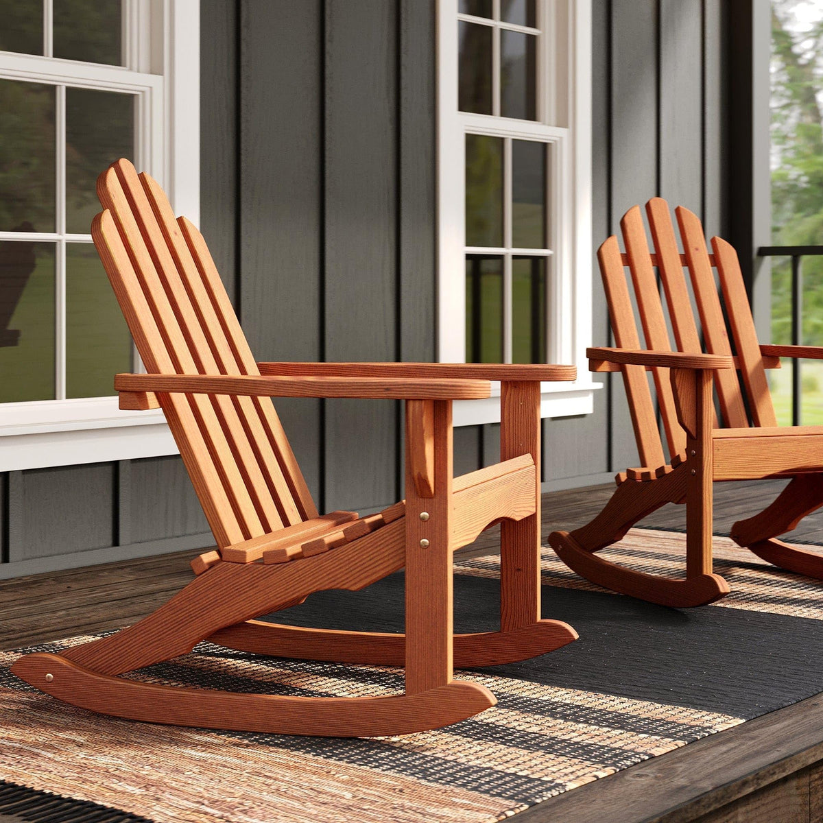Unfinished Treated Pine Wood Outdoor Rocking Chair A32866