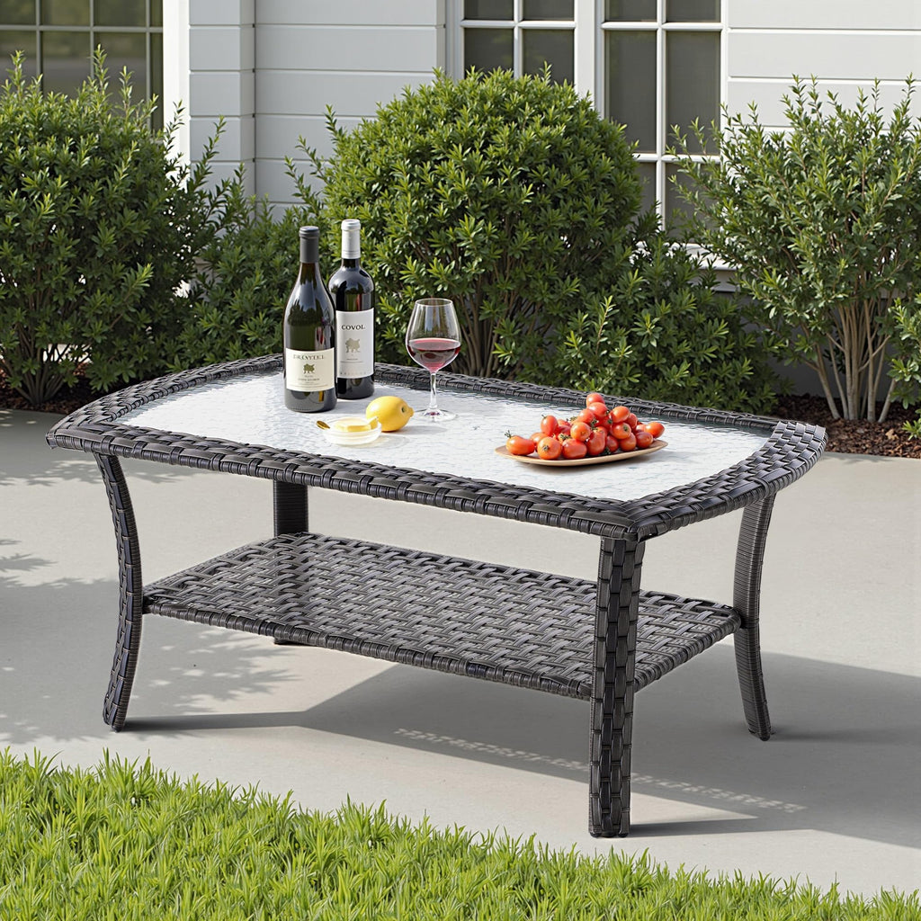 2 Pieces Blue Wicker Patio Bistro Set Z93617