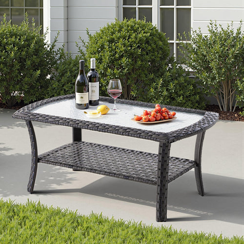 2 Pieces Blue Wicker Patio Bistro Set Z93617